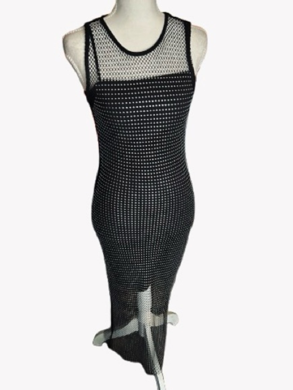 Rhinestone Mesh HOUSE OF HARLOW Extra Small Dress Sheer Illusion Black Designer
